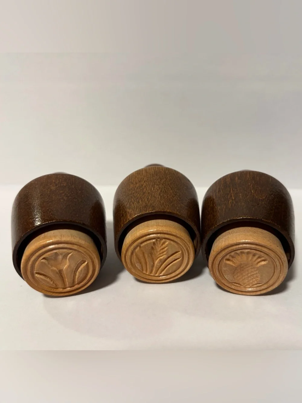 Wooden Butter Press Molds Stamps Wheat Tulip Pineapple Primitive Cottage Decor